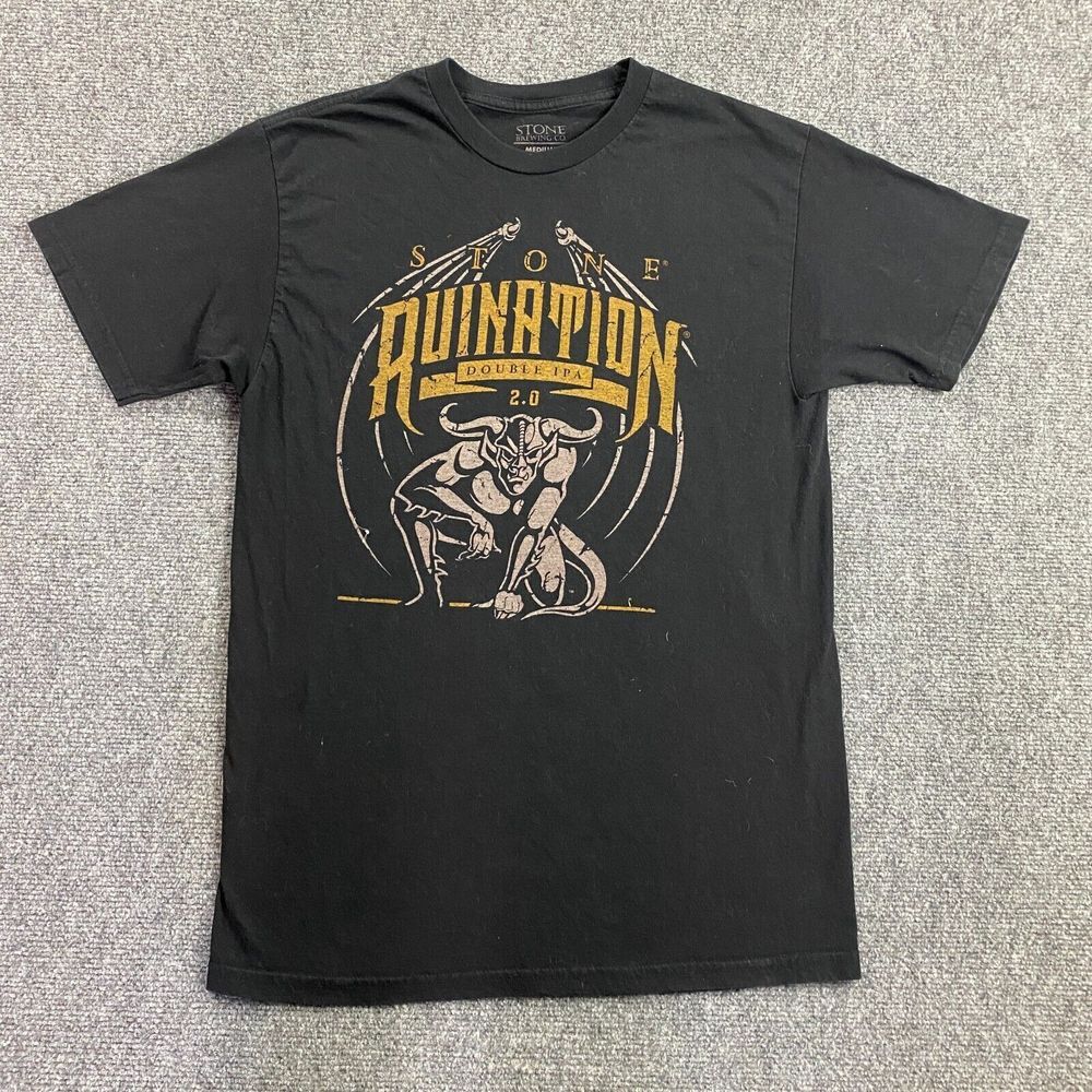 Stone Brewing Co Shirt Men's Medium Black Graphic Casual Cotton Blend Adults
